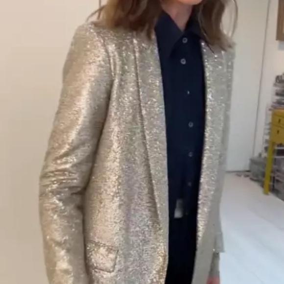 Massimo Dutti Silver Sequin Blazer - Picture 3 of 9